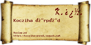 Kocziha Árpád névjegykártya