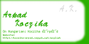 arpad kocziha business card